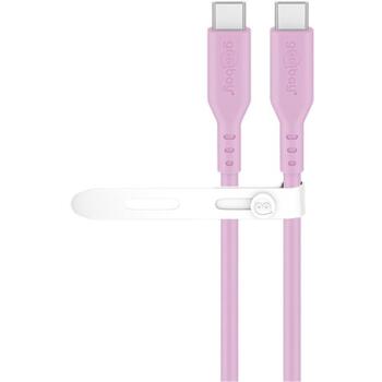 Goobay USB-C Silikona kabelis 77746, 1.5m, 60W PD, 480 Mbps, rozā (77746)