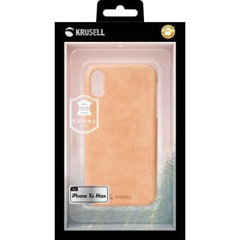 Krusell Sunne Cover Apple iPhone XS Max 61534, задняя крышка, светло-коричневый, кожзам, беспроводная зарядка (61534)