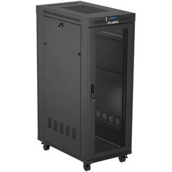Lanberg servera skapis FF01-6032-23BL, 32U, 600x1000mm, IP20, 1200kg, melns RAL 9004, perforētas durvis, LCD displejs (FF01-6032-23BL)