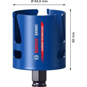 Bosch Construction caurumu zāģis 2608900467, 64mm, karbīds, HEX, sausai urbšanai, kokam, 1gab (2608900467)