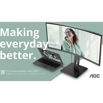 Aoc LCD monitors CU34P3CV 86.36 cm 3440 x 1440 UltraWide QHD 21:9, 300 cd/m², 178°/178° skata leņķis, 4 ms, 2 skaļruņi (CU34P3CV)