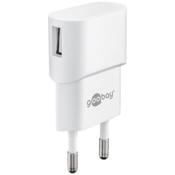 Goobay Зарядное устройство для телефона 44948, 5 Вт, 5 В, 1 А, 1x USB 2.0 порт A, AC 100-240 В, белый (44948)