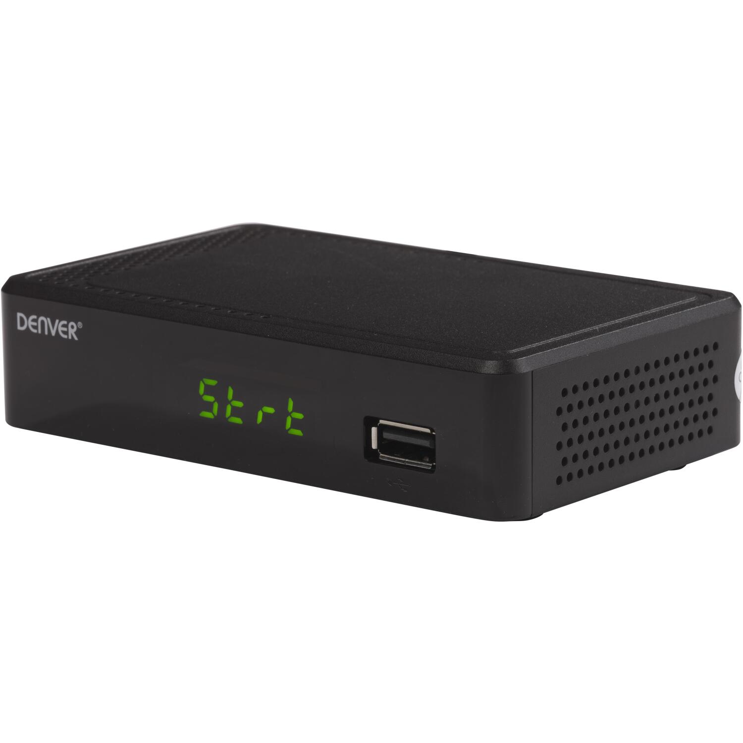 Denver televizora resīveris DTB-148 110131120120, DVB-T2 H.265, HDMI, Scart, koaksiālais, RF, LAN, USB, EPG, Dolby Digital, HE-AAC (110131120120)