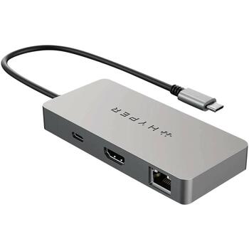 Hyper док-станция HDMB2, 1x HDMI, 1x RJ-45, 1GbE, USB-C, серебристый, совместимо с Chromebook (HDMB2)