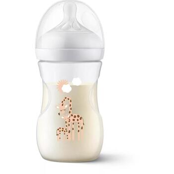 Philips Avent детская бутылочка Natural Response Giraffe SCY903/66, 260 мл, 1 шт., соска среднего потока, антиколиковый клапан (SCY903/66)