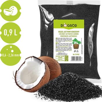 Bioogrod Aktivēta kokosriekstu ogle augiem 749902, 0.9 L, 0.6-2.36 mm, substrāta uzlabotājs, pret pelējumu un puvi (749902)