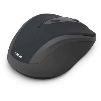 Hama bezvadu optiskā pele WM-400 173077, 1600 DPI, 2.4 GHz, 10 m, 6 pogas, klusa klīkšķa, ergonomiska, USB Type-A uztvērējs (001730770000)