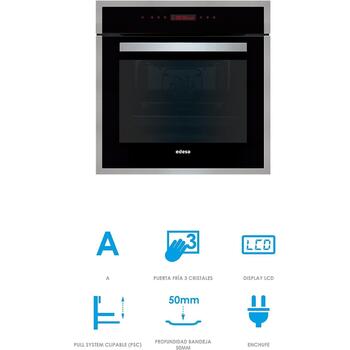 Edesa Духовка EOE-7050 BK 921270234, 70 L, 1, Электрическая плита, Гриль, Конвекция, Быстрый разогрев, LCD, Легко чистится, A (921270234)