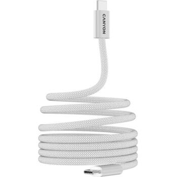 Vads ar USB C līdz USB C savienojumu 60 W ātro uzlādi magnētisku fiksāciju un pītu pārklājumu OnWire 60MG C-C 60W Magnet Braided 1 m Balts CND-CCMG60AB15W CANYON (CND-CCMG60AB15W)