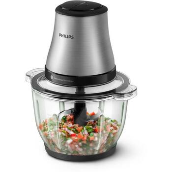Philips Кухонный комбайн HR1503/00, 500W, 2 скорости, 2.0л чаша, 1.2м шнур, пластиковый корпус, серебристый (HR1503/00)