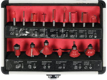 Yato frēžu komplekts YT-68007, 15 gab., 6 mm kāts, YG6X asmens, 5 gultņi, ±0.08 mm, cilindrisks turētājs (YT-68007)