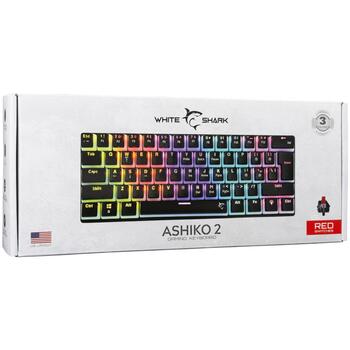 White Shark Механическая клавиатура ASHIKO-2-B-US-RED.SW, 61 клавиша, USB 2.0, красные переключатели, 1.5м кабель, RGB подсветка (ASHIKO-2-B-US-RED.SW)