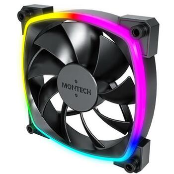 Montech Datora korpuss ventilators AX120 PWM BLACK 3 IN 1, 120mm, 720-1760RPM, 27dB, 3x4PIN, RGB apgaismojums (AX120 PWM BLACK 3 IN 1)