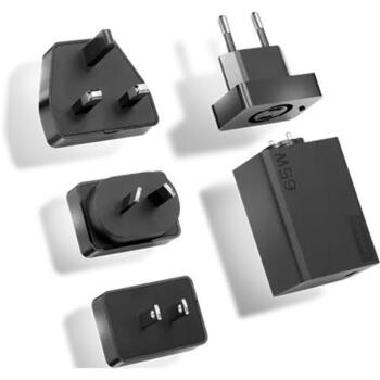 Lenovo Путевой адаптер USB-C AC 40AW0065WW, 65 Вт, AC 100-240 В, 5/9/15/20 В, 4 вилки, компактный дизайн (40AW0065WW)