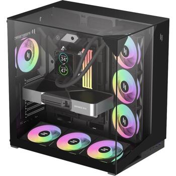 Gamemax Корпус NEX C56 VC BK, 30см x 44.6см x 44.8см, 7 слотов расширения, 2 x USB 3.2 Gen 1, 1 x USB-C 3.2 Gen 2, 1 x наушники (NEX C56 VC BK)