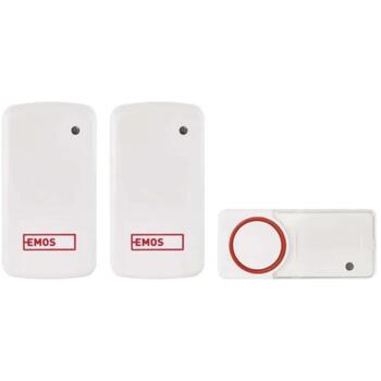 Emos беспроводной дверной звонок P5750.2R, 1 шт. в блистерной упаковке, 150 м, 10 мелодий, IP44, 95 дБ, 2 приемника (P5750.2R)