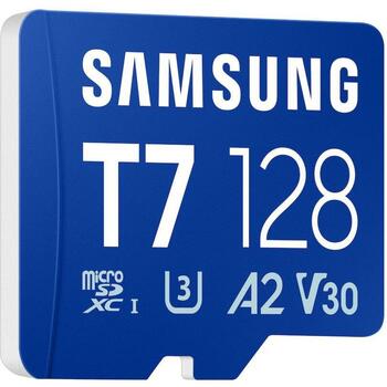 Samsung microSD карта T7 128GB MB-MB128T/WW, 170MB/s, UHS-I, V30, A2, водонепроницаемая, термостойкая, рентгенозащитная (MB-MB128T/WW)