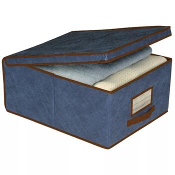 Ordinett Тканевая Коробка 129183001, 48x36x19cm, 0.78kg, прозрачная крышка, практическая ручка (129183001)