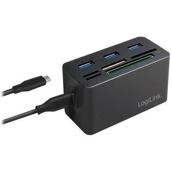 Logilink CR0046 док-станция для ноутбука, USB-C 3.2 Gen 1, 8-в-1, 3x USB-A 3.0, 1x USB-C, SD/microSD/M2/MS/CF, 5 Гбит/с, черная (CR0046)