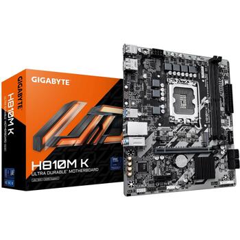 Gigabyte Mātesplate H810M K 1.0, Intel Core Ultra (Series 2), 3+1+2 fāzes VRM, 128 GB DDR5, 1x PCIe 4.0 M.2, 1GbE LAN (H810M K 1.0)