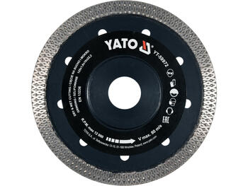 Yato Алмазный отрезной диск YT-59972, 125мм, 22.2мм, 12000мин⁻¹, 80м/с, 10мм, 1.6мм, сухая и мокрая резка, керамическая плитка (YT-59972)