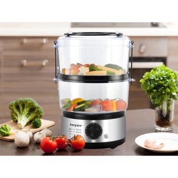 Beper Пароварка BC.261, 500 W, 5 L, 2 корзины, автоматическое отключение, современный дизайн (BC.261)