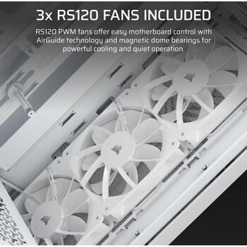 Corsair 3200D RS PC korpuss, Mid-Tower, balts, 7 sloti, 1x3.5