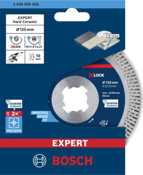 X-LOCK dimanta disks HardCeramic125x22.23x1.6, Mazām leņķa slīpmašīnām EXPERT HARD CERAMIC DIMANTA GRIEZĒJDISKS, 2608900658, BOSCH (2608900658)