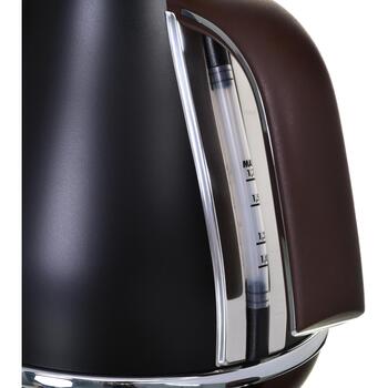 Delonghi Электрический чайник KBOV2001BK, 2000 W, 1.7 L, черный, нержавеющая сталь, 360° основание, индикатор уровня воды, фильтр (KBOV2001BK)