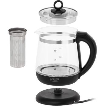 Adler Чайник AD 1299b, 2200 W, 1.5 L, стекло, 360° вращающаяся база, LED подсветка, автоматическое отключение (AD 1299b)