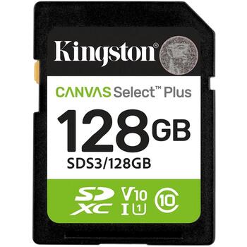 Kingston 128GB SDXC Canvas Select Plus SDS3/128GB, 150MB/s, C10, UHS-I, U1, V10 (SDS3/128GB)