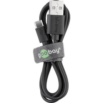 Goobay USB-C kabelis 59122, 2 m, 3 A, sinhronizācija un uzlāde, melns (59122)