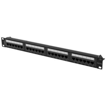 Lanberg Патч-панель 24 порта 1U PPUA-1024-B, 24 RJ-45, 1U, CAT 6a, черный, IDC/LSA разъемы (PPUA-1024-B)