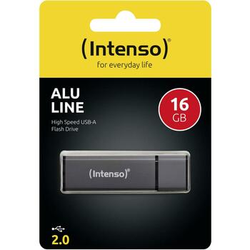 Intenso USB флеш-накопитель 3521471 16 ГБ, USB 2.0, скорость чтения 28 МБ/с, скорость записи 6.5 МБ/с, алюминий, антрацит (3521471)