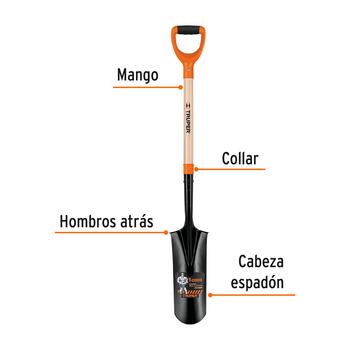 Drenāžas lāpsta 15x61cm ar koka kātu un divkomponenta D-rokturi 112cm PEP-P TRUPER (PEP-P)