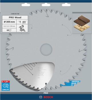 Ripāģa disks 305 x 30 x 3,2 mm, 60, Paneļzāģiem PRO WOOD RIPZĀĢA ASMENS, 2608641768, BOSCH (2608641768)
