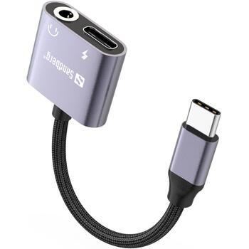 Sandberg USB-C аудио адаптер 136-67, USB-C, 3.5mm, серый, зарядка 65W, CE, FCC, RoHS, UKCA (136-67)