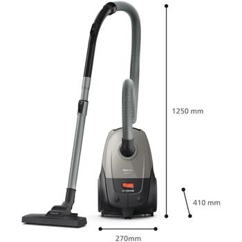 Philips пылесос XD2152/12, 850 W, 3 L, цилиндрический, сухая уборка, мешок для пыли, черный/серый (XD2152/12)