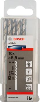HSS-G urbji metālam 5,5mm, 10gab., Urbjmašīnām/skrūvgriežiem PRO METAL HSS-G STANDARTA SPIRĀLVEIDA URBJA GARUMS, 2608595064, BOSCH (2608595064)