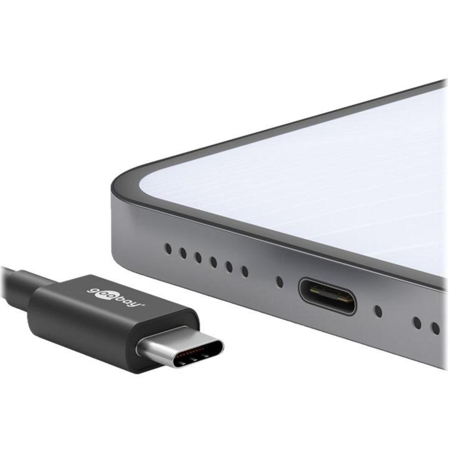 Goobay USB-C uzlādes un sinhronizācijas kabelis 66316, 0.5 m, 3 A, melns, apaļš (66316)