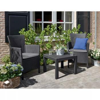 Keter Rosario Balcony Set 29200030939, 2 кресла 60x62x89см, стол 59x59x43см, полипропилен, серый (29200030939)