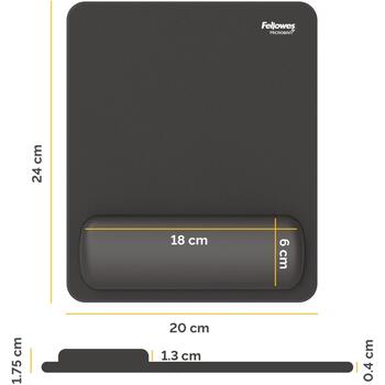Fellowes Breyta peles paliktnis ar plaukstas balstu 100142555, 240mm, 200mm, 17.5mm, melns, ergonomisks, antibakteriāls (100142555)