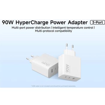 Super jaudīgs universāls lādētājs mobilajām ierīcēm un portatīvajiem datoriem ar USB-A un 2× USB-C pieslēgvietām Type-G balts BHR087MEU Xiaomi (BHR087MEU)