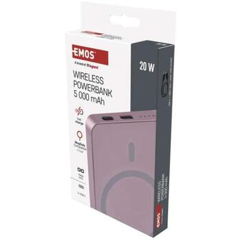 Emos Беспроводной Внешний Аккумулятор WI 522 B0555S, 5000 mAh, 20 W, алюминий, LED индикатор, быстрая зарядка (B0555S)