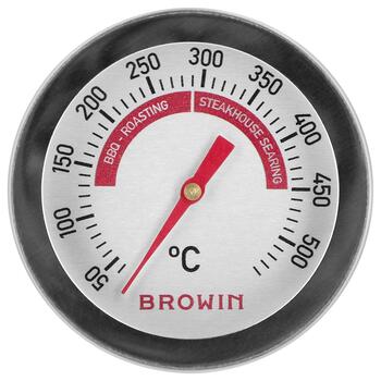Browin Grila un BBQ termometrs 101240, 50-500°C, bimetāla, 5.3 cm, analogais, fiksēts zondes, nerūsējošais tērauds (101240)