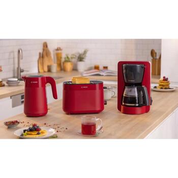 Bosch Tosteris MyMoment TAT2M124, 950 W, 2, sarkana, plastmasa, atkausēšanas funkcija, automātiskā izslēgšanās (TAT2M124)