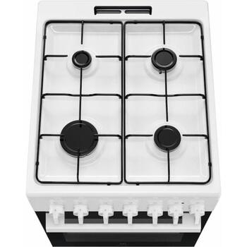 Electrolux газовая плита с электрической духовкой LKK520032W, 57л, 50°C-250°C, 4 конфорки, черная эмаль, отдельностоящая (LKK520032W)