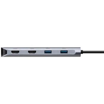 Targus Dual Video Mobile Dock DOCK427GL, 2xHDMI, 2xUSB-C, 2xUSB-A, 1GbE, 140W, 4K@60Hz, kompakta dokstacija (DOCK427GL)