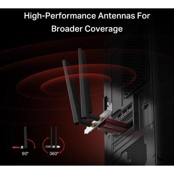 Mercusys BE9300 WiFi 7 Bluetooth 5.4 PCIe адаптер MA47BE, 5765 Mbps, 2.4 GHz, 5 GHz, 6 GHz, PCI Express, WPA3-SAE (MA47BE)