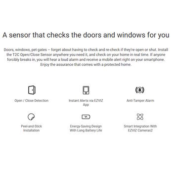 Ezviz CS-T2C датчик открытия дверей и окон, Zigbee 3.0, Apple HomeKit, CR2450, 2 года, белый (CS-T2C)